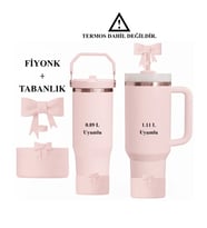 Stanley Quencher 40 oz 1.18 L Uyumlu Termos Aksesuarı Fiyonk+Tabanlık (Pudra)