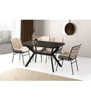 ZÜMRÜT MASA, FİERA SANDALYE, İRONY HG, 130x80 (Siyah)
