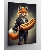 Kanvas Tablo Hotdog Tutan Tilki