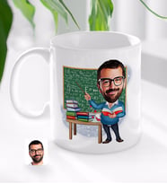 BK Gift Kişiye Özel Erkek Fizik Öğretmeni Karikatürlü Beyaz Kupa Bardak-1