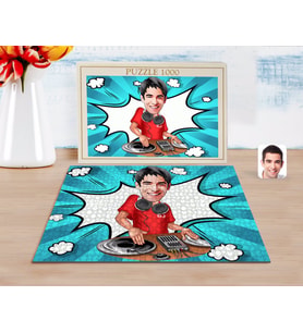 BK Gift Kişiye Özel Erkek DJ Karikatürlü 1000 Parça Profesyonel Puzzle-1