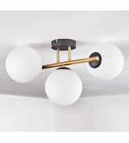 Rsylight Retro Metal Beyaz Opal Glop Camlı 3 Lü Tavan Plofyoner Avize