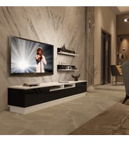 Decoraktiv Trendstyle 220RS Slm Tv Ünitesi Tv Sehpası - Beyaz Siyah (Siyah - Beyaz)