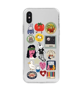 Iphone X ve XS Uyumlu Sticker Tasarımlı Şeffaf Telefon Kılıfı