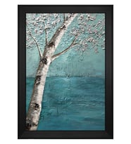 Soyut Ağaç Motifli Kanvas Tablo 50 x 70 cm Siyah Çerçeve