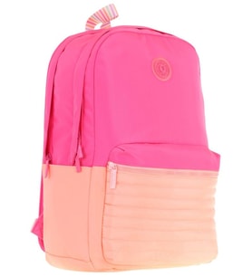 Kaukko Quick Kız Çocuk Üç Bölmeli Pembe Turuncu Kapitone Detaylı Okul Sırt Çantası - K1789 (Çok Renkli)