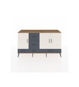 Kronos Konsol 4 Raflı 5 Çekmeceli 3 Kapaklı 176x59x99 Çam-Aytaşı/Antrasit