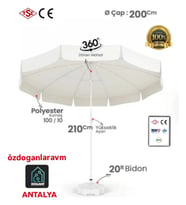 Krem Bej Havuz Teras Balkon Şemsiyesi  2 Metre Bidonlu