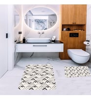 Banyo Halısı Ikili Klozet Takımı Kaymaz Tabanlı Banyo Paspas Takımı (60x100 + 40x60) (Karışık)