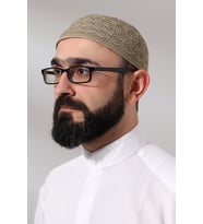 Kabartma Desen Örgülü Platinum Namaz Takkesi Kahverengi