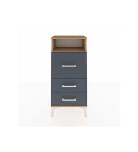 Arges Komodin Tek Raflı 3 Çekmeceli 44x30x96 Çam-Antrasit