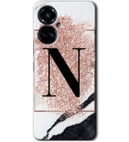Tecno Camon 19 Pro Kılıf HD Desen Baskılı Kılıf - Pembe Mermer Desenli N Harfi
