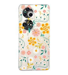 Huawei P50 Pro Uyumlu Kapak Flowers Tasarımlı Şeffaf Silikon Kılıf