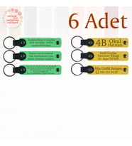Fıstık Yeşili & Sarı, Aile Gecelerine Anlamlı Sürpriz, 6’lı Set, İsim Yazılabilen Deri Anahtarlık