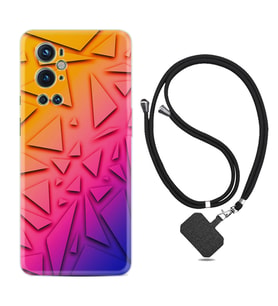 Tecno Spark 9 Pro Kılıf Silikon Boyun Askılı İpli Desenli Silikon Üçgenler 1635