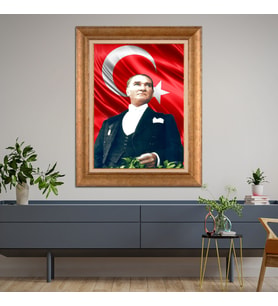 Altın Varaklı Paspartulu Çerçeveli Tablo rv510