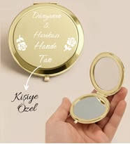 Sevgiliye Özel İsim Baskılı Dünyanın 8. Harikası yazılı Gold Makyaj Aynası Cep Aynası