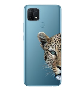 Oppo A15 / A15S Uyumlu Kaplan Desenli Şeffaf Telefon Kılıfı