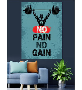 No Pain No Gain Motivasyon Dekoratif Kanvas - Mdf Ahşap Tablo