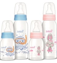 Bebsi Cam Biberon Seti (Mavi - Pembe) (250ML+125ML) (Karma 2 Li Set)