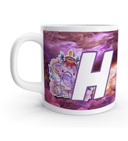 H Harfi Otantik Fil Renkli Desenli Harfli Kupa Bardak