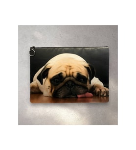 Pug Cins Köpek Clutch Portföy Çanta (Siyah-Siyah)