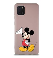 Samsung Galaxy A81 Soft Premier Kapak Mickey Mouse-C Tasarımlı Silikon Kılıf - Pudra (Şeffaf)