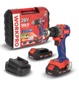 WORKPRO WP390022 20Volt 2.0Ah Li-ion 65Nm. Çift Akülü Kömürsüz Profesyonel Şarjlı Matkap