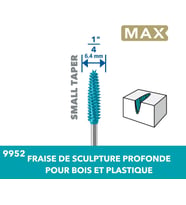 Dremel Max High Performance Power Carving Bit (9952), Paslanmaz Çelik Malzeme, 6,35 Mm Genişliğinde