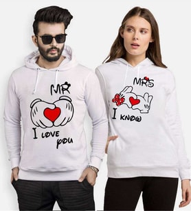 Tshirthane Mr. Mrs. Kalp Sevgili Kombinleri Kapüşonlu Kombini (Tek Ürün Fiyatıdır.)