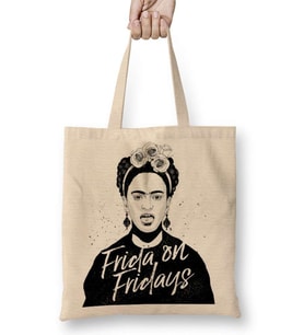 Frida Kahlo 2 Bez Çanta Uzun Saplı