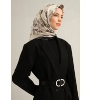 Armine Sura İpek Eşarp 9316-85 Krem Karışık Desen