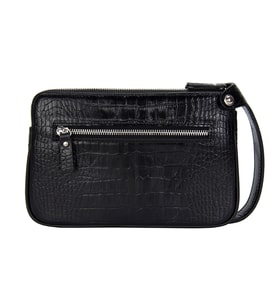 KANGAROO KINGDOM Hakiki Dana Deri Kroko Siyah Erkek Portföy & Clutch El Çantası 1285-CS (Siyah)