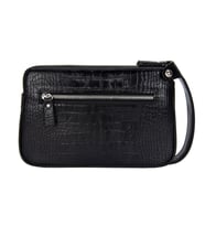 KANGAROO KINGDOM Hakiki Dana Deri Kroko Siyah Erkek Portföy & Clutch El Çantası 1285-CS (Siyah)