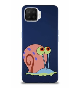 Oppo A73 Soft Premier Kapak Salyangoz Gary Tasarımlı Silikon Kılıf - Lacivert (Şeffaf)