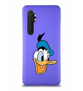 Xiaomi Mi Note 10 Lite Soft Premier Kapak Donald Duck-A Tasarımlı Silikon Kılıf - Mor (Şeffaf)