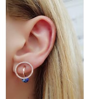 Blue Topaz Taşlı Gümüş Rose Tasarım Küpe