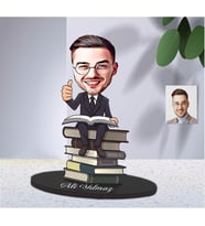 Öğretmen Tasarım Karikatürlü Kişiye Özel Ahşap Biblo Bay-07