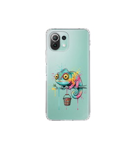 Xiaomi Mi 11 Lite ile Uyumlu Splash Bukalemun Tasarımlı Şeffaf Silikon Kılıf