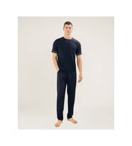 Erkek O Yaka Pijama Takım Konforlu Uyku (Siyah)