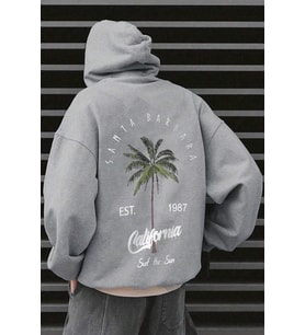 California Baskılı Oversize Sweatshirt (Gri)