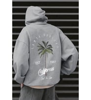 California Baskılı Oversize Sweatshirt (Gri)