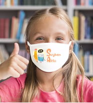 Çocuklara Özel İsimli Sınıflı Yıkanabilir Beyaz Okul Maskesi-4