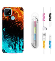 Realme C11 C21 C21Y C25Y C11 2021 Kılıf Kablo Koruma Spiral Silikon Orange Blue Color 1665