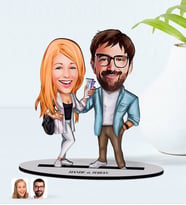 BK Gift Kişiye Özel İsimli Sevgililer Karikatürlü Ahşap Biblo Model-93