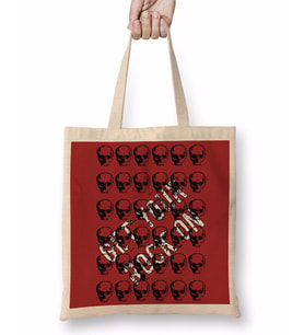 Rock İn Roll Fashion Müzik Bez Çanta Uzun Saplı
