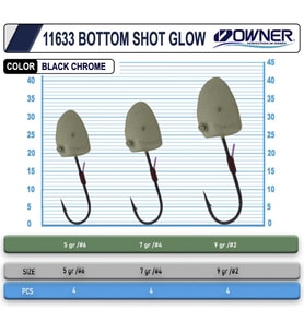 Owner Cultiva 11633 JH-80 Bottom Shot Glow Lrf Jighead 7 g. - 4 No.
