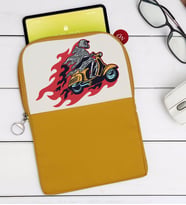 BK Gift Motorcu İskelet Tasarımlı Taşınabilir Koruyucu Tablet Kılıfı & Organizer Çanta - Sarı-1