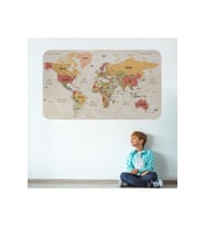 Türkçe Eğitici Ülke Ve Başkent Okyanus Detaylı Atlası Dekoratif Dünya Haritası Duvar Sticker-3837-85x130