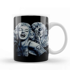 Marilyn With Tattoos Kupa Bardak Porselen